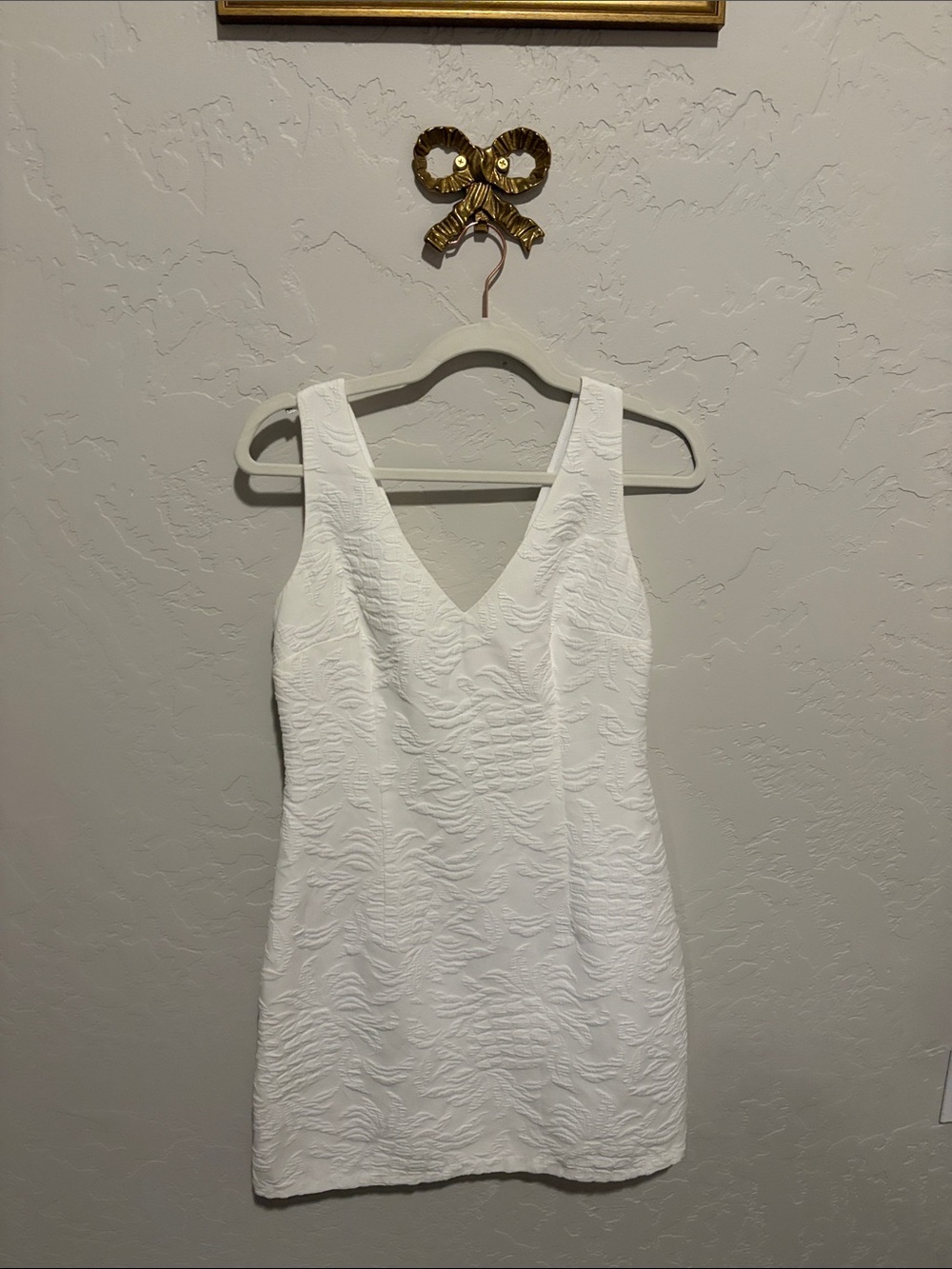 Lilly Pulitzer White Textured V-Neck Mini Dress